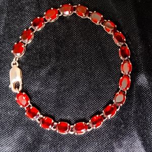 Ross Simon's Red Garnet Braslet in Sterling Silver  7"